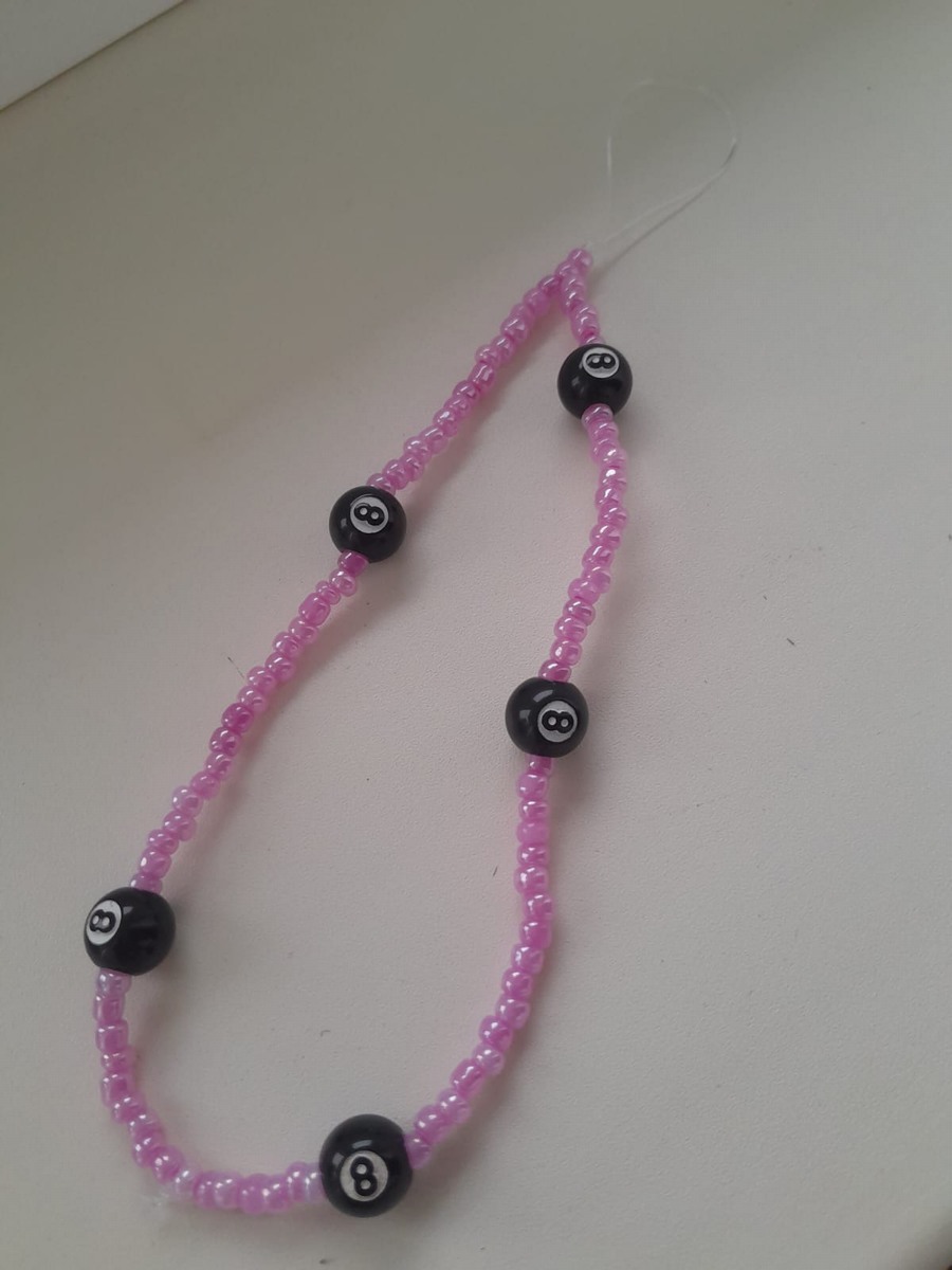 Pink biliard phone charm